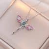Women's Fashionable Colorful Dragonfly Pendant Necklace