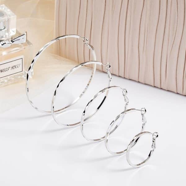 925 Sterling Silver Lace Laser Pattern Circle Earrings