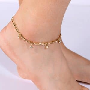 Zircon Anklet For Women Copper-plated Gold