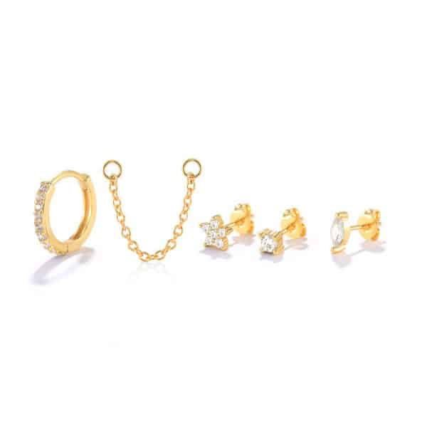 S925 Sterling Silver Fashion Personality Stud Earrings Set