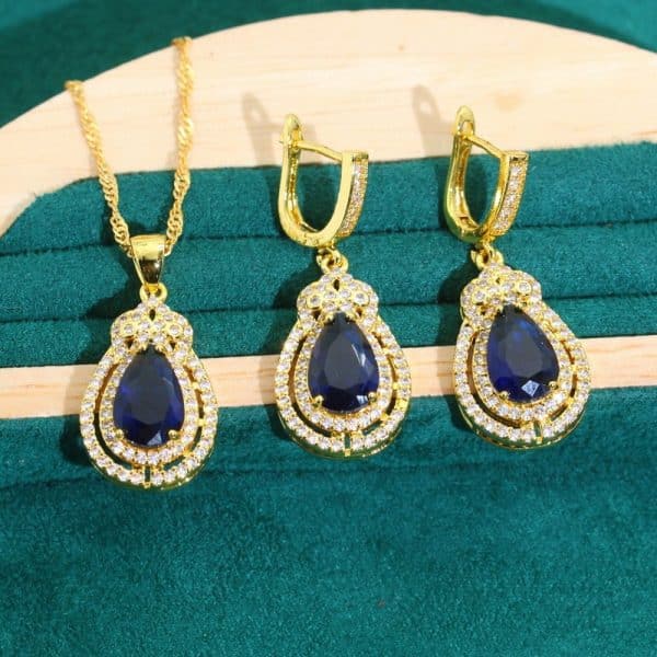Anti-allergy Zircon Bracelet Necklace Earring Ring Ornament Suit