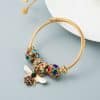 Women's Gold Shiny Diamond Adjustable Bee Bracelet