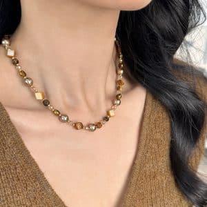 Natural Stone Necklace Women's Brown Pearl Necklace Accessories