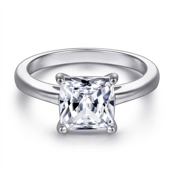 925 Sterling Silver Inlaid Square Zircon Ring