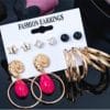 Set Of 9 Pairs Of Earrings With Zircon