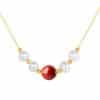Women's Sterling Silver Cinnabar Red Bean Necklace