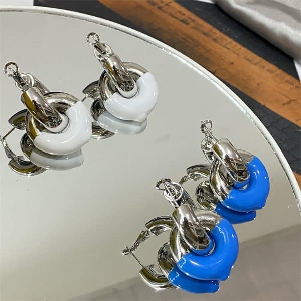 Women's Statement Contrast Enamel Drop Earrings