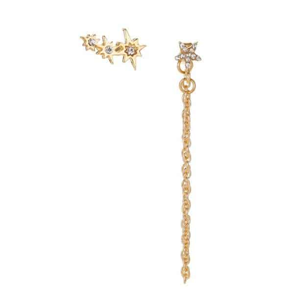 Personality Diamond Star Set Earrings Women Fashion Tassels