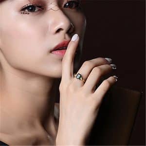 Gold Plated Emerald Square Diamond Ring