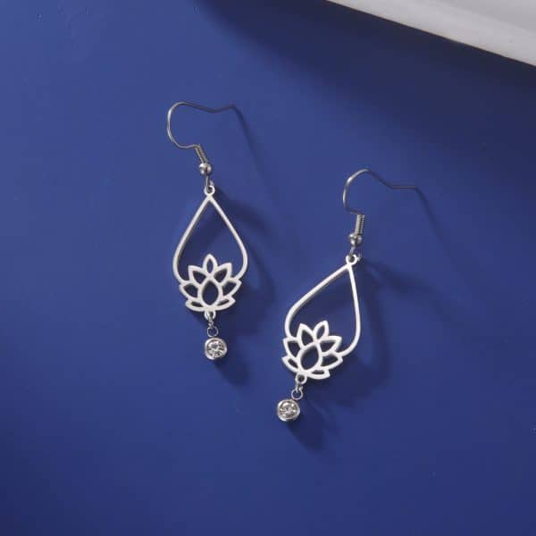 Vintage Water Drop Lotus Women's Earrings