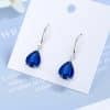 Zircon Water Drop Earrings Women's Simple Royal Blue