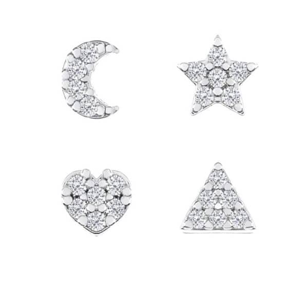 Flower Diamond-encrusted Overlay Wear Stacked Earrings Set Studs Ear Clips