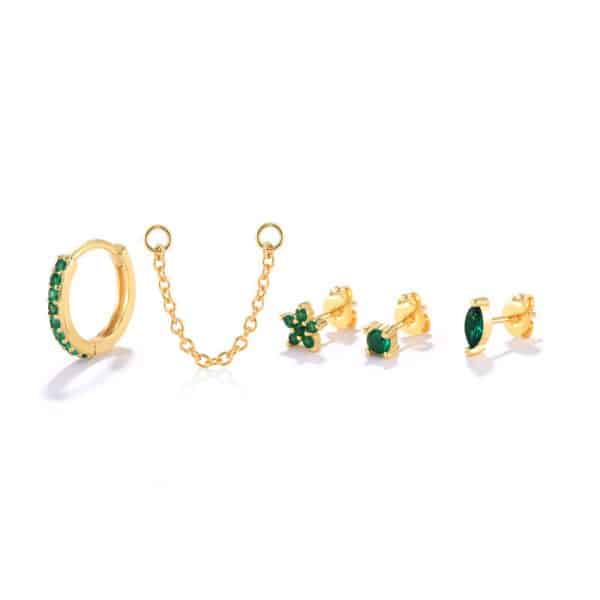 S925 Sterling Silver Fashion Personality Stud Earrings Set