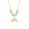 Women's 925 Sterling Silver Necklace Hetian Jade Clavicle Ins Style Fishtail Pendant
