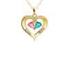 Two-color Water Drop Pendant Heart Shape With Diamond 12 Birthstone Peach Heart Necklace For Women
