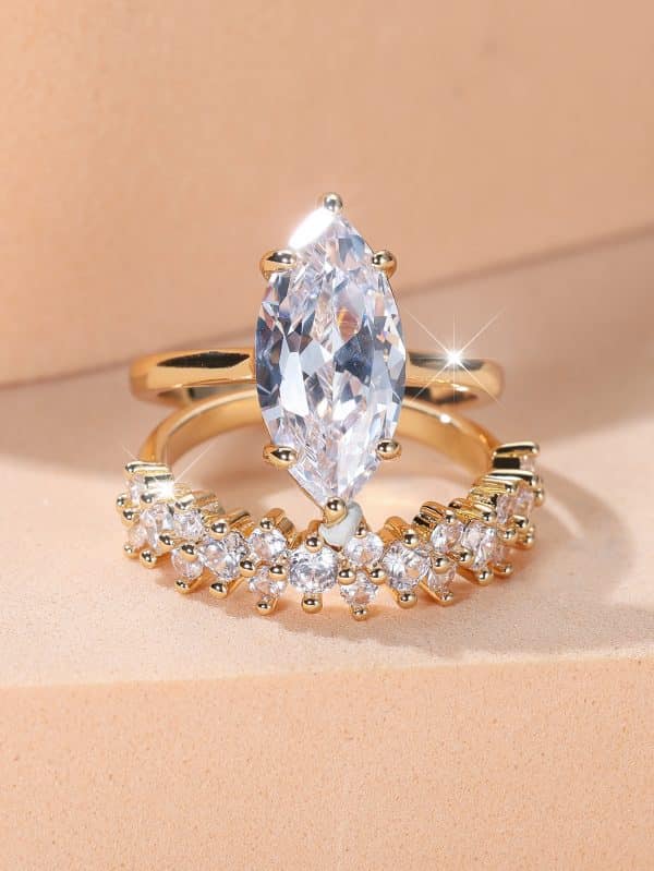 Women's Full Circle White Diamond Ring Set