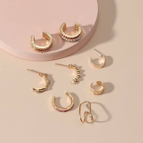 French Retro Niche Design High-end Set Ear Clip Earrings