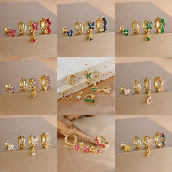 Diamond Butterfly Ear Ring Ear Clip Ear Studs Earring Set