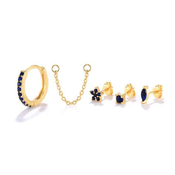 S925 Sterling Silver Fashion Personality Stud Earrings Set