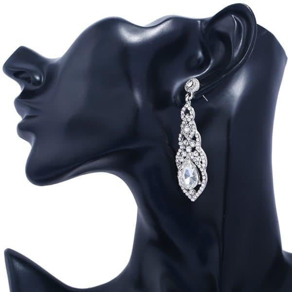 Alloy Diamond Drop Shape Pendant Stud Earrings