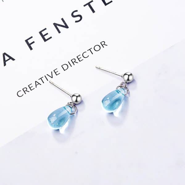 Blue water drop earrings