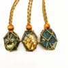Natural Elongated Stone Original Stone Net Necklace Pendant