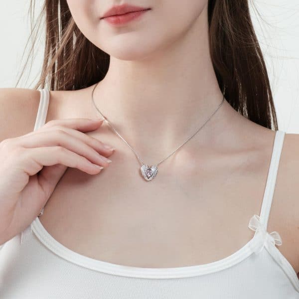 Angel Wings Heart-shaped Collarbone Necklace Angel Wings Oil Dripping Lady