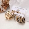 Personalized Metal Three Tube Fried Dough Twist Earring Set 6 Pieces