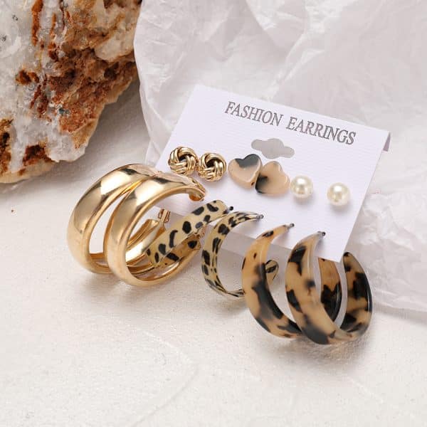 Personalized Metal Three Tube Fried Dough Twist Earring Set 6 Pieces