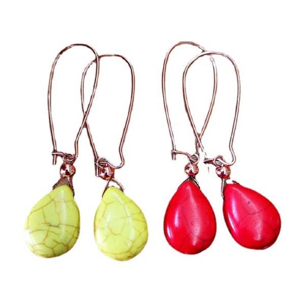 Bohemian Drop-shaped Yellow Turquoise Simple Earrings