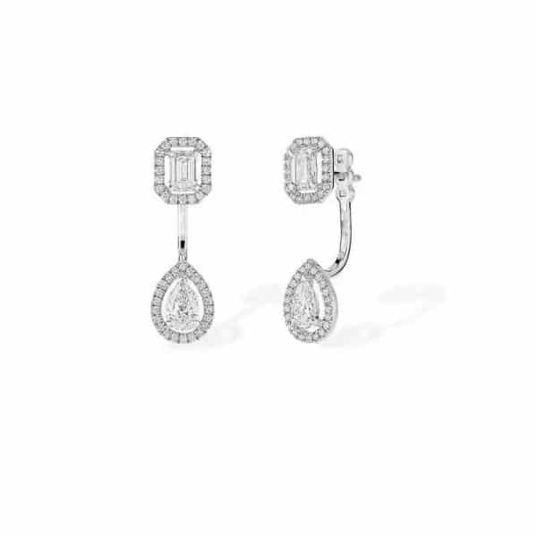 Full Diamond Square Drop Front And Rear Eardrops