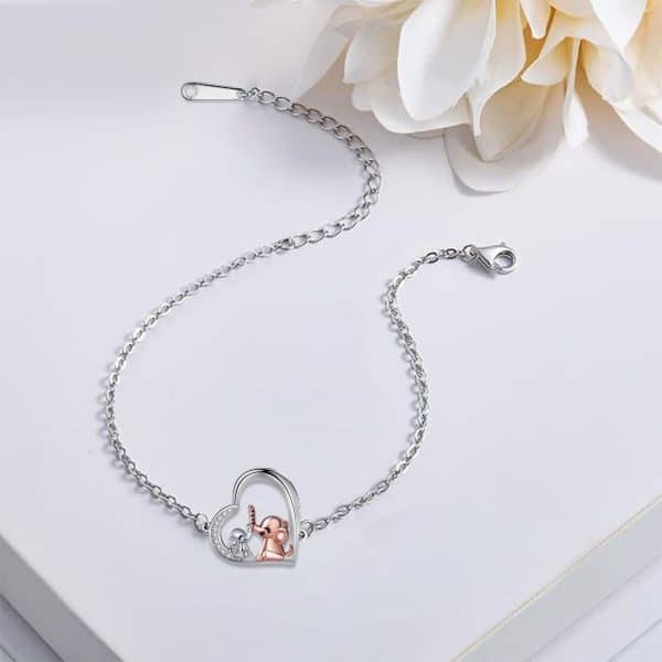 Heart-shaped Pendant Bracelet Cute Elephant Mother Bracelet Female Gift