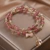Strawberry Quartz Bracelet Double Layer Fairy Style