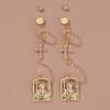 Hot selling hip-hop street accessories in Europe and America, diamond cross portrait tag earrings set earrings