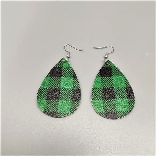 Duplex Printing Drop-shaped Leather Earrings