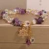 Amethyst Zircon Flower Pendant Women's Bracelet
