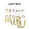 Metallic Element C Type Earring 6-piece Set
