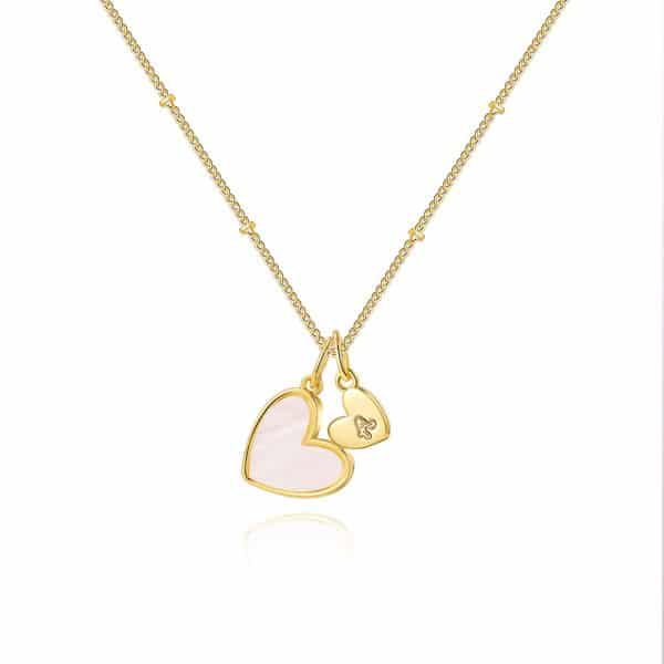 18K Real Gold Plating Letter In White Fritillary Advanced Cold Style Female Clavicle Chain