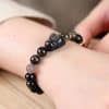Creative Niche Cute Lying Rabbit Simple Obsidian Bracelet
