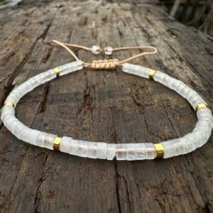 Natural Stone 42 Spacer Glitter Stone Crystal Adjustable Bracelet