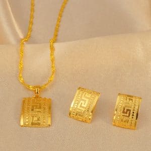 Square Design Pendant Earrings Love Jewelry