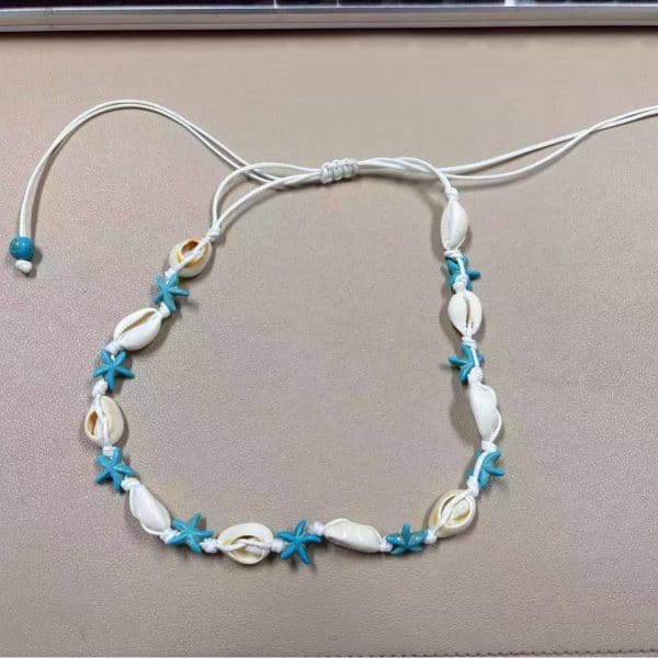 Summer Natural Shell Turquoise Starfish Hand-woven Beach Holiday Necklace
