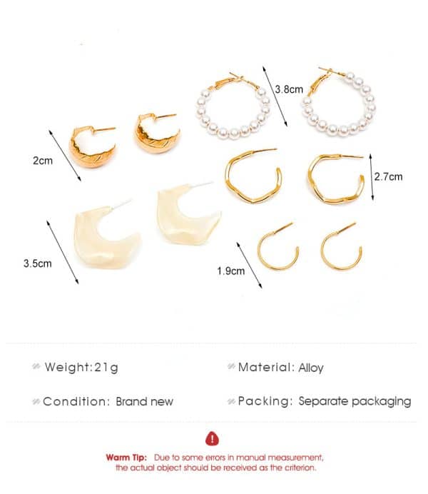 VAlloy Geometric Earrings 5 Piece Set Fashion
