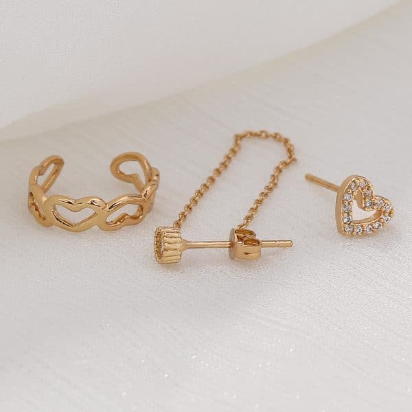 Irregular Chain Set Of Ins-style Love Ear Bone Clip Diamond Love Earrings Love Female Earrings