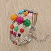 Tibetan Accessories Colorful Beads Wide Bangle Turquoise Bracelet
