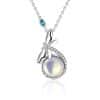 S925 Sterling Silver Necklace Female Micro Inlaid Stone Bone Lock Jewelry