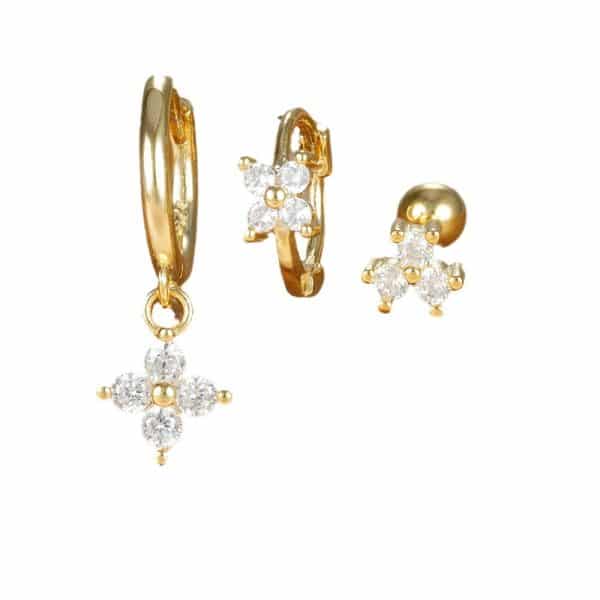 Fashion Geometric Ear Studs Zircon Set Ladies