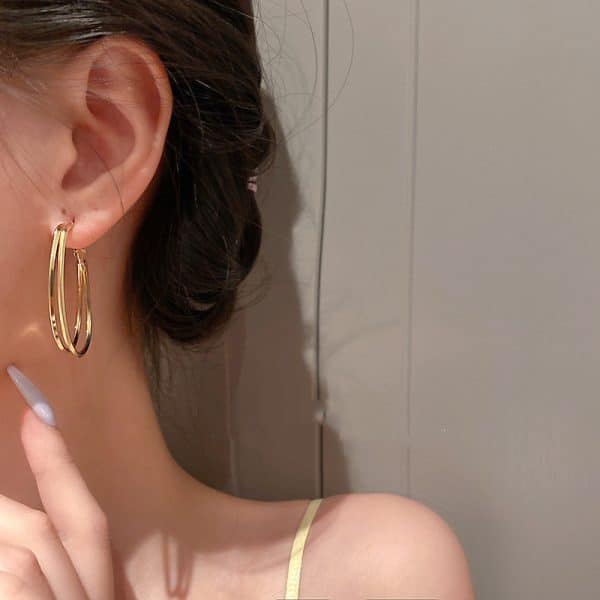 925 Silver Needle Geometric Circle Earrings Retro Temperament Earrings