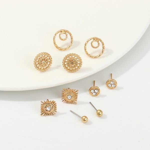 Fashion Personality Geometric Earrings 5 Pairs Set