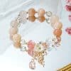Candy Color Stone Flower Leaf Pendant Crystal Bracelet
